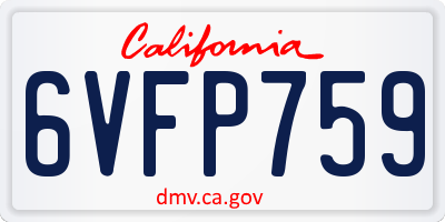 CA license plate 6VFP759