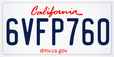 CA license plate 6VFP760