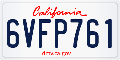 CA license plate 6VFP761