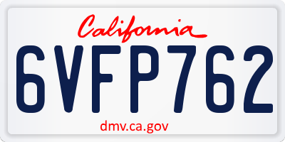 CA license plate 6VFP762