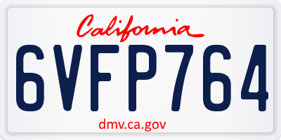 CA license plate 6VFP764