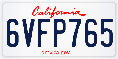 CA license plate 6VFP765