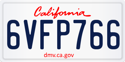 CA license plate 6VFP766