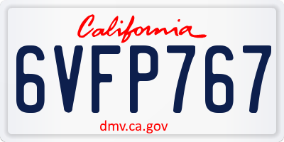 CA license plate 6VFP767