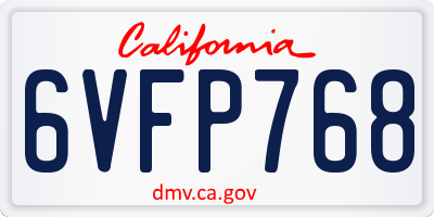 CA license plate 6VFP768