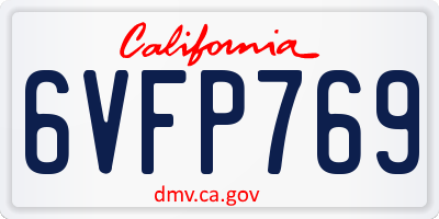 CA license plate 6VFP769