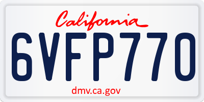 CA license plate 6VFP770