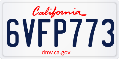 CA license plate 6VFP773