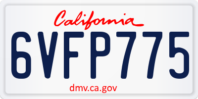 CA license plate 6VFP775