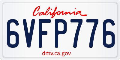 CA license plate 6VFP776