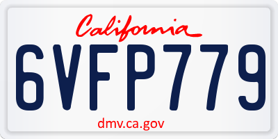 CA license plate 6VFP779