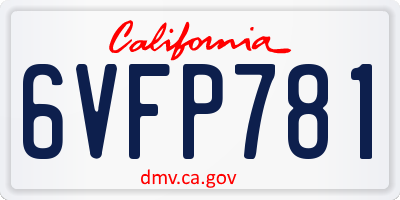 CA license plate 6VFP781