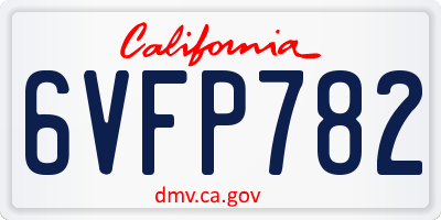 CA license plate 6VFP782