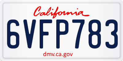 CA license plate 6VFP783