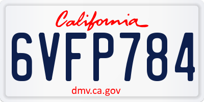 CA license plate 6VFP784