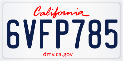 CA license plate 6VFP785