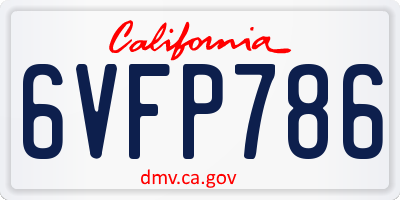 CA license plate 6VFP786