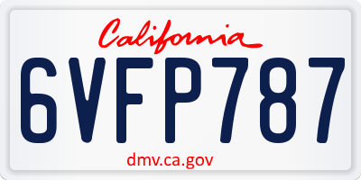 CA license plate 6VFP787
