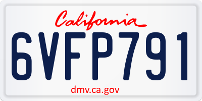 CA license plate 6VFP791