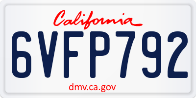 CA license plate 6VFP792