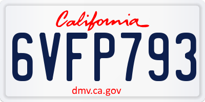 CA license plate 6VFP793