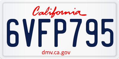 CA license plate 6VFP795