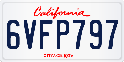 CA license plate 6VFP797