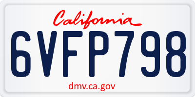 CA license plate 6VFP798