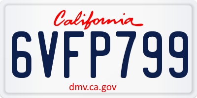CA license plate 6VFP799