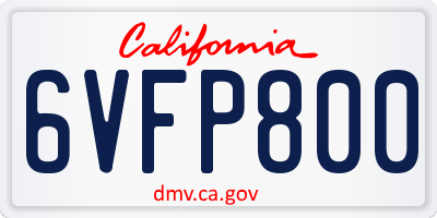 CA license plate 6VFP800