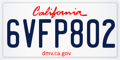 CA license plate 6VFP802