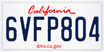 CA license plate 6VFP804