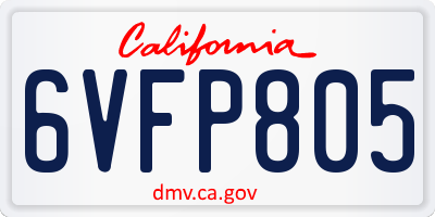 CA license plate 6VFP805