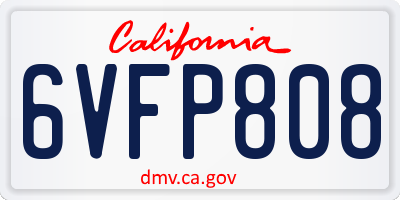 CA license plate 6VFP808