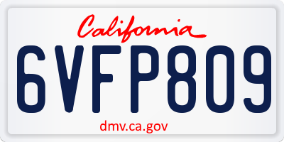 CA license plate 6VFP809