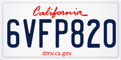 CA license plate 6VFP820