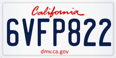 CA license plate 6VFP822