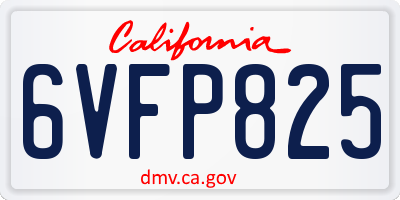 CA license plate 6VFP825