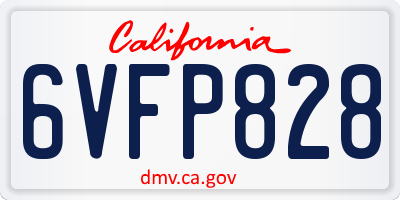 CA license plate 6VFP828