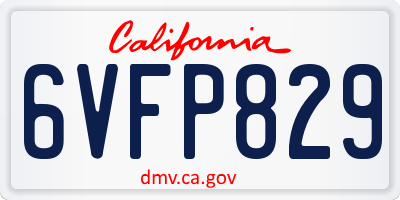 CA license plate 6VFP829