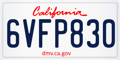 CA license plate 6VFP830