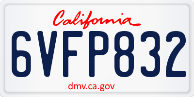 CA license plate 6VFP832