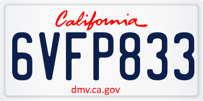 CA license plate 6VFP833