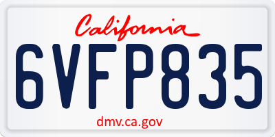 CA license plate 6VFP835