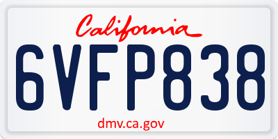 CA license plate 6VFP838