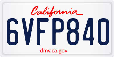 CA license plate 6VFP840