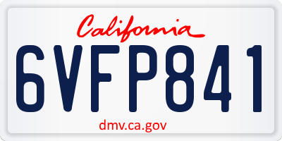 CA license plate 6VFP841