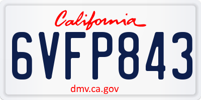 CA license plate 6VFP843