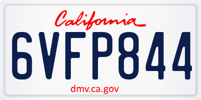 CA license plate 6VFP844