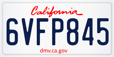 CA license plate 6VFP845